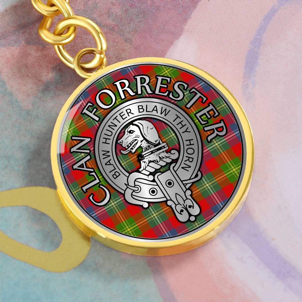 Clan Forrester Crest & Tartan Pendant Keychain