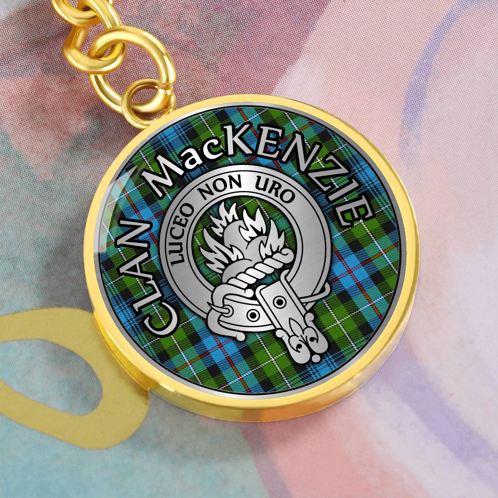 Clan MacKenzie Crest & Tartan Pendant Keychain