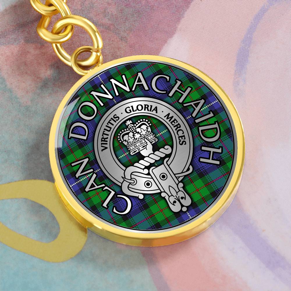 Clan Donnachaidh Crest & Hunting Tartan Pendant Keychain