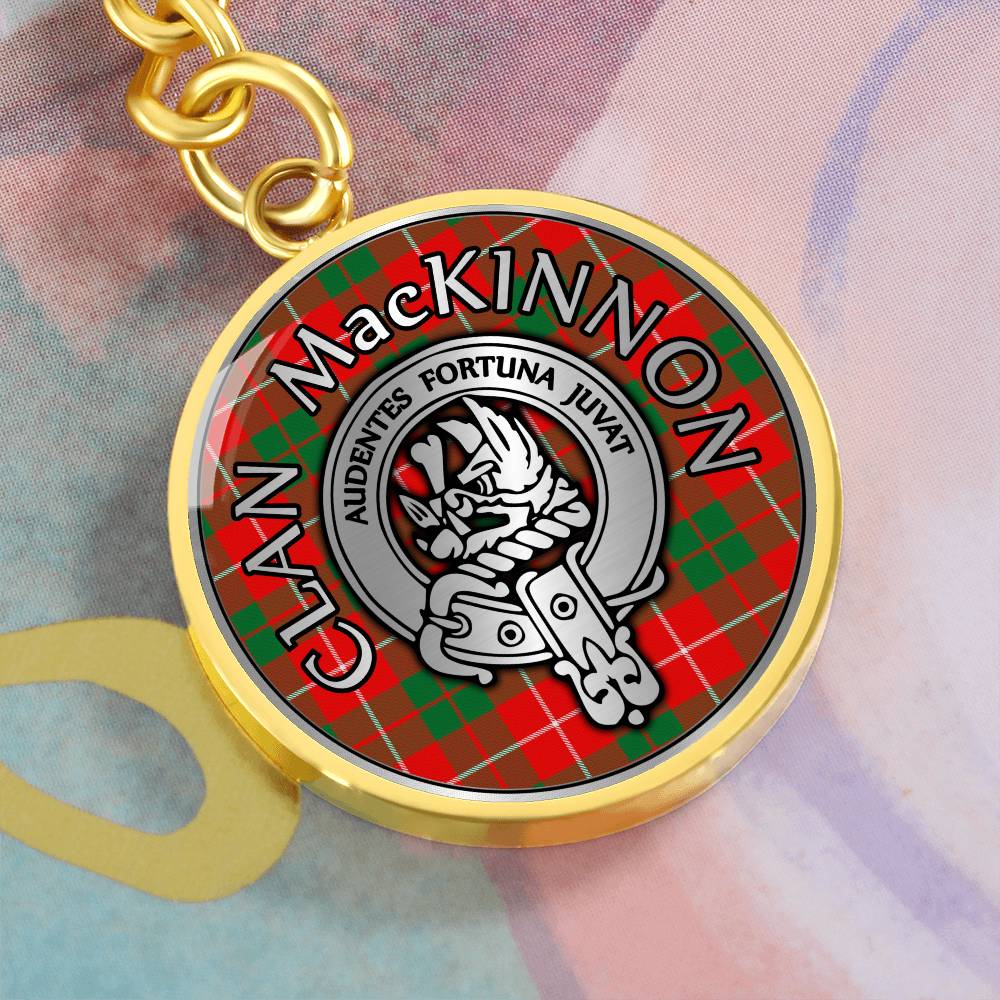 Clan MacKinnon Crest & Tartan Pendant Keychain