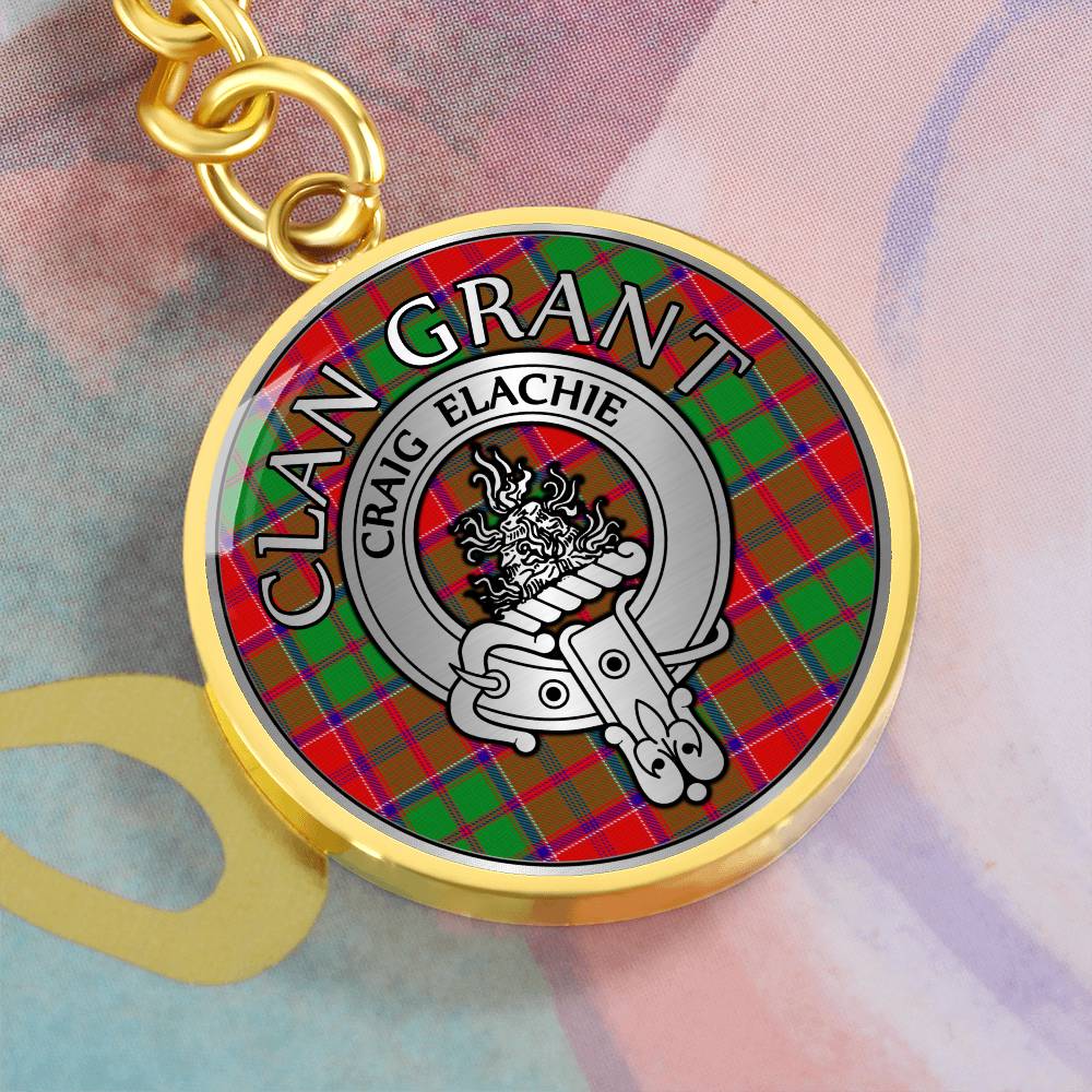 Clan Grant Crest & Tartan Pendant Keychain