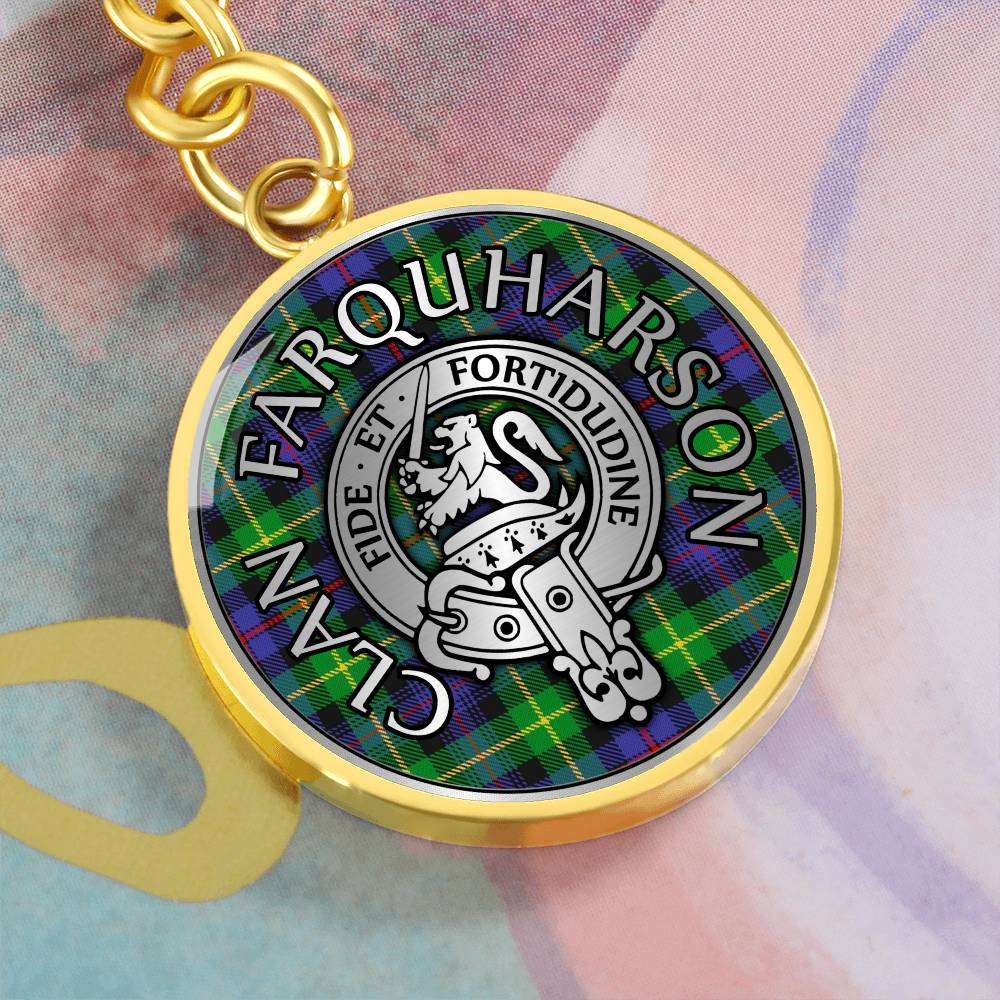 Clan Farquharson Crest & Tartan Pendant Keychain