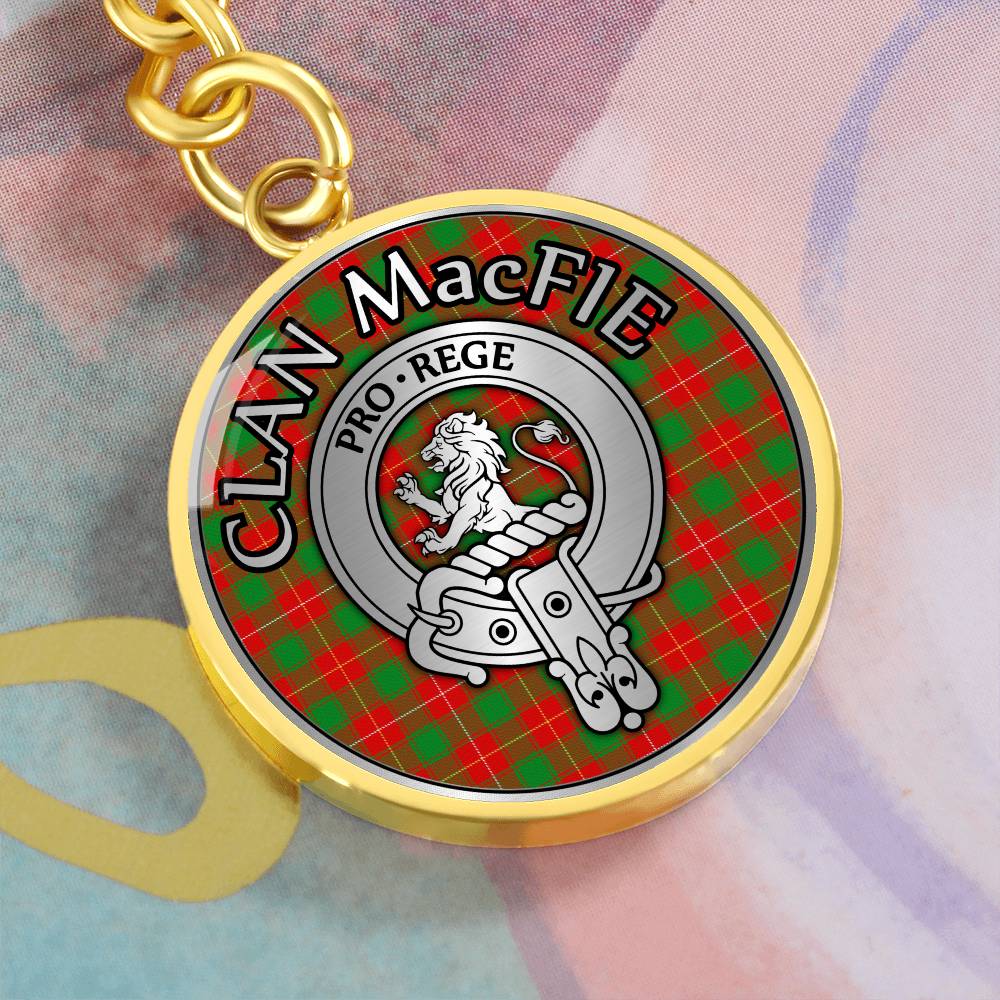 Clan MacFie Crest & Tartan Pendant Keychain