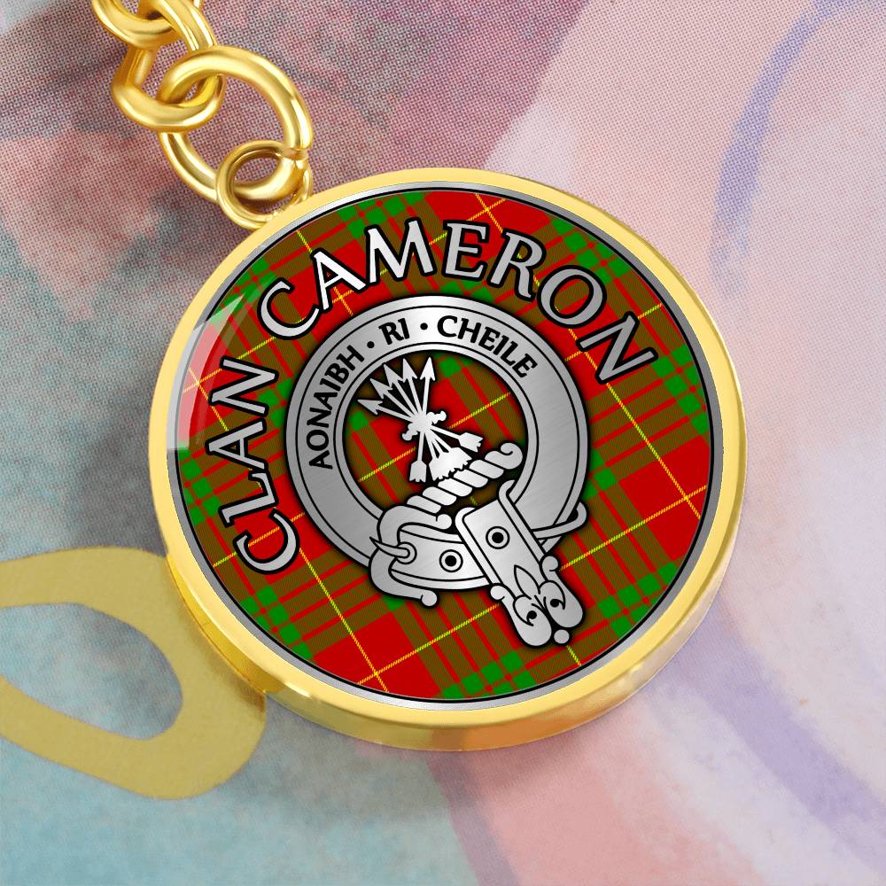 Clan Cameron Crest & Tartan Pendant Keychain