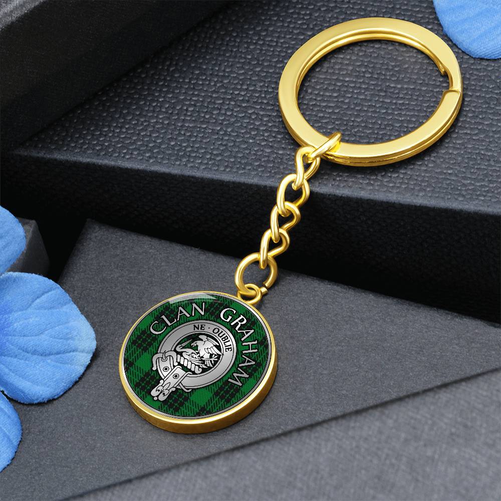 Clan Graham Crest & Tartan Pendant Keychain