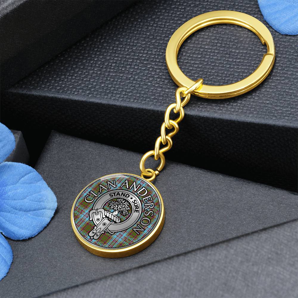 Clan Anderson Crest & Tartan Pendant Keychain