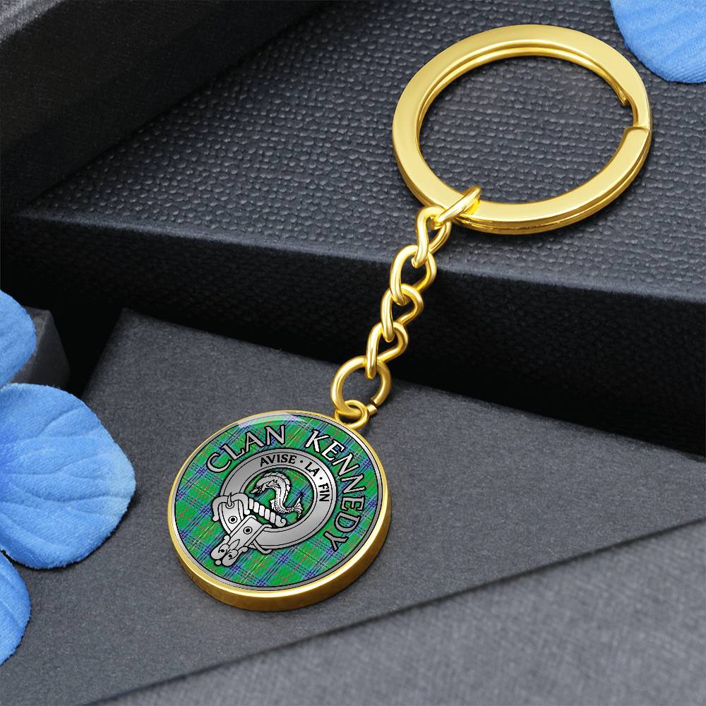 Clan Kennedy Crest & Tartan Pendant Keychain