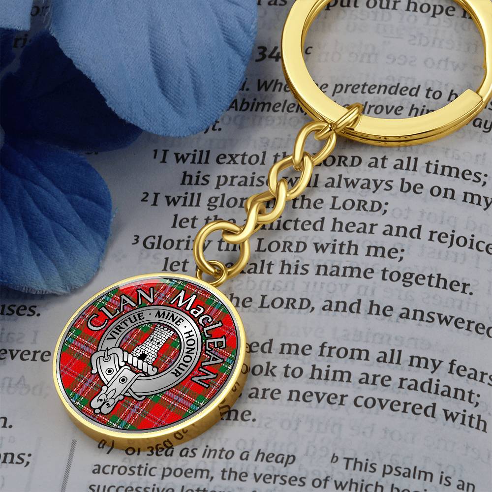 Clan MacLean Crest & Tartan Pendant Keychain