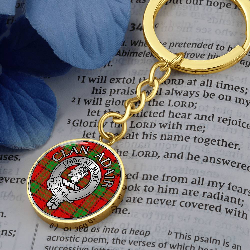 Clan Adair Crest & Tartan Pendant Keychain