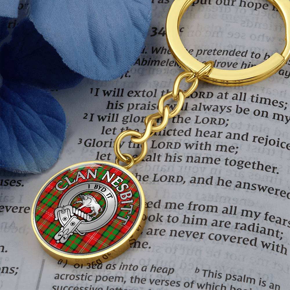 Clan Nesbitt Crest & Tartan Pendant Keychain