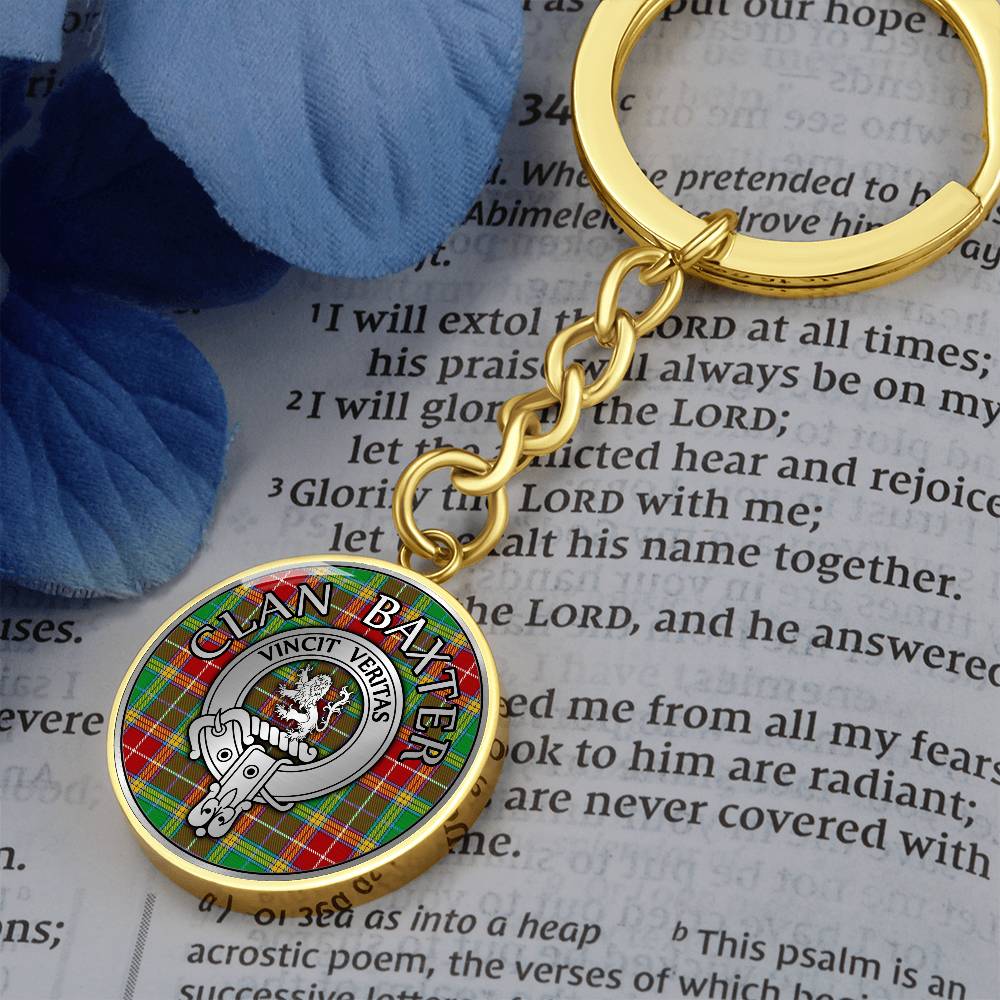 Clan Baxter Crest & Tartan Pendant Keychain