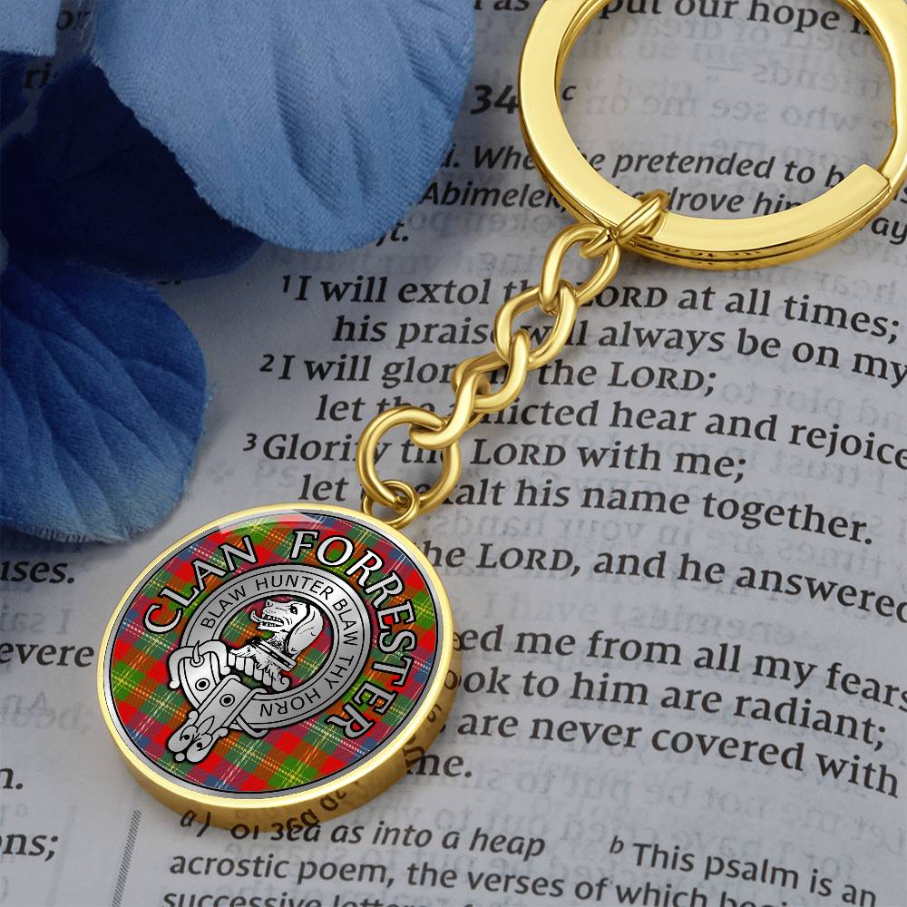 Clan Forrester Crest & Tartan Pendant Keychain