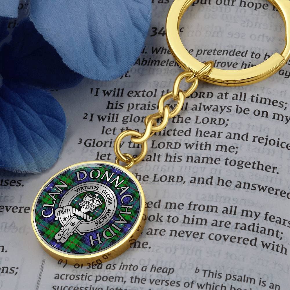 Clan Donnachaidh Crest & Hunting Tartan Pendant Keychain