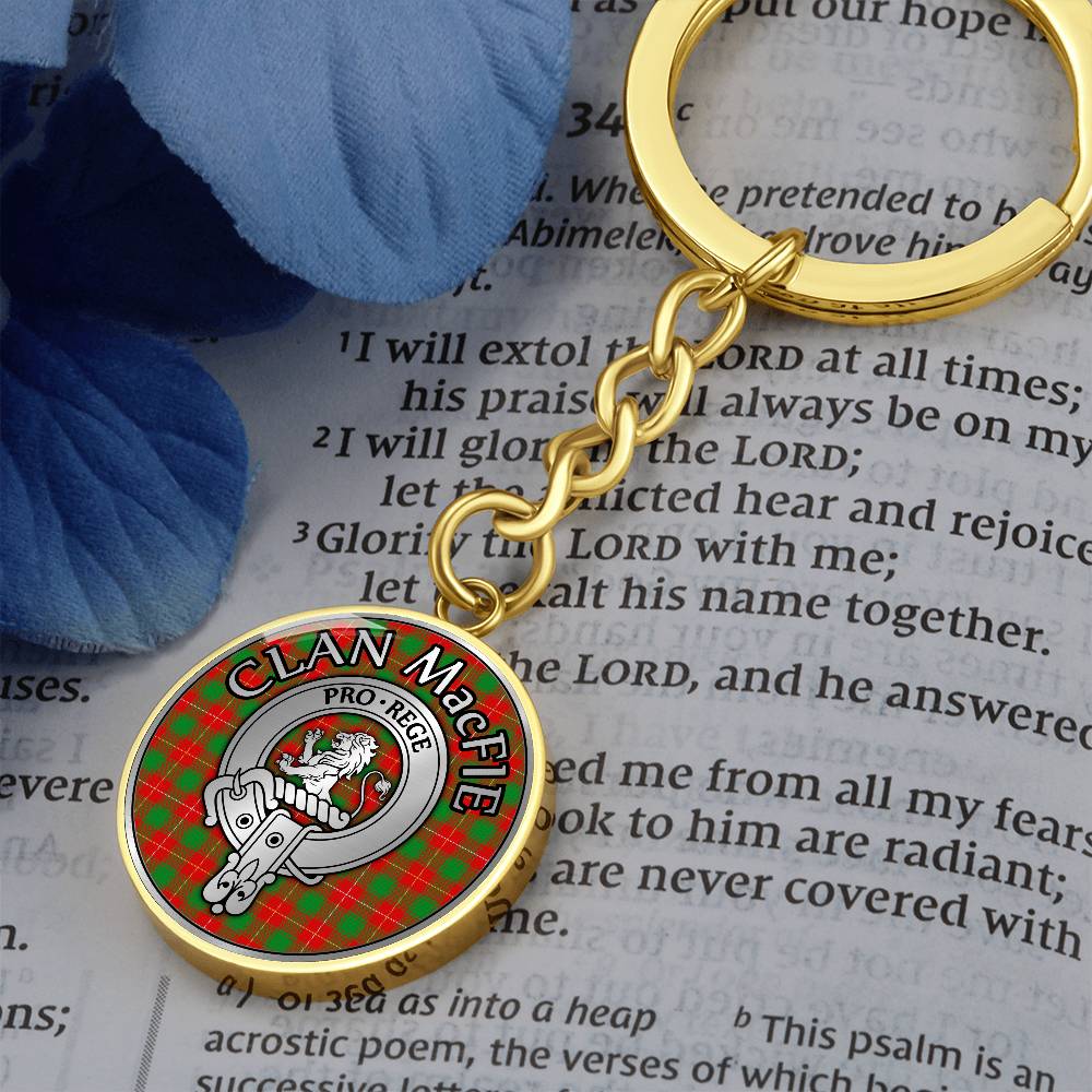 Clan MacFie Crest & Tartan Pendant Keychain