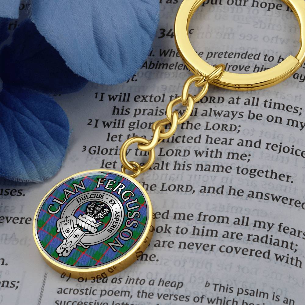 Clan Fergusson Crest & Tartan Pendant Keychain