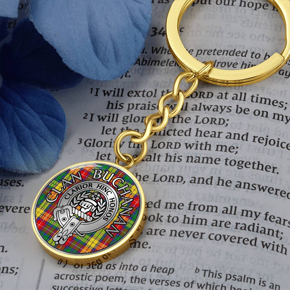 Clan Buchanan Crest & Tartan Pendant Keychain