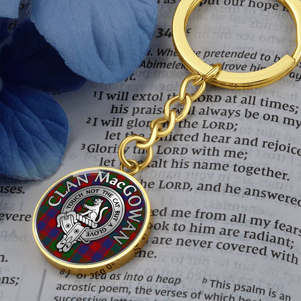 Clan MacGowan Crest & Tartan Pendant Keychain