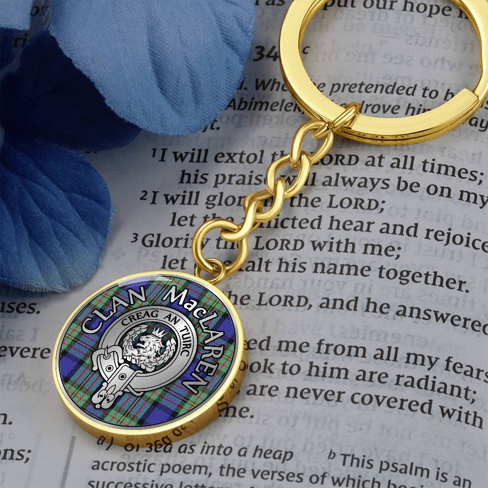 Clan MacLaren Crest & Tartan Pendant Keychain