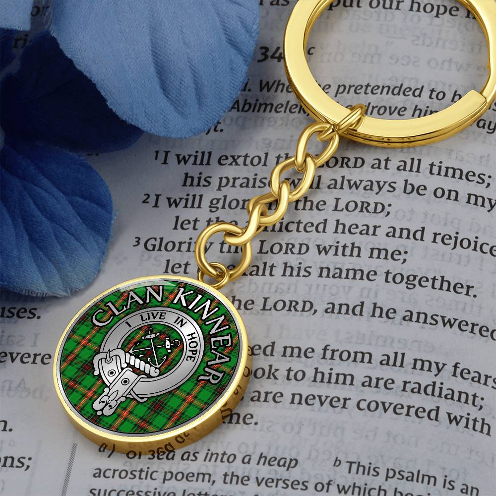 Clan Kinnear Crest & Tartan Pendant Keychain