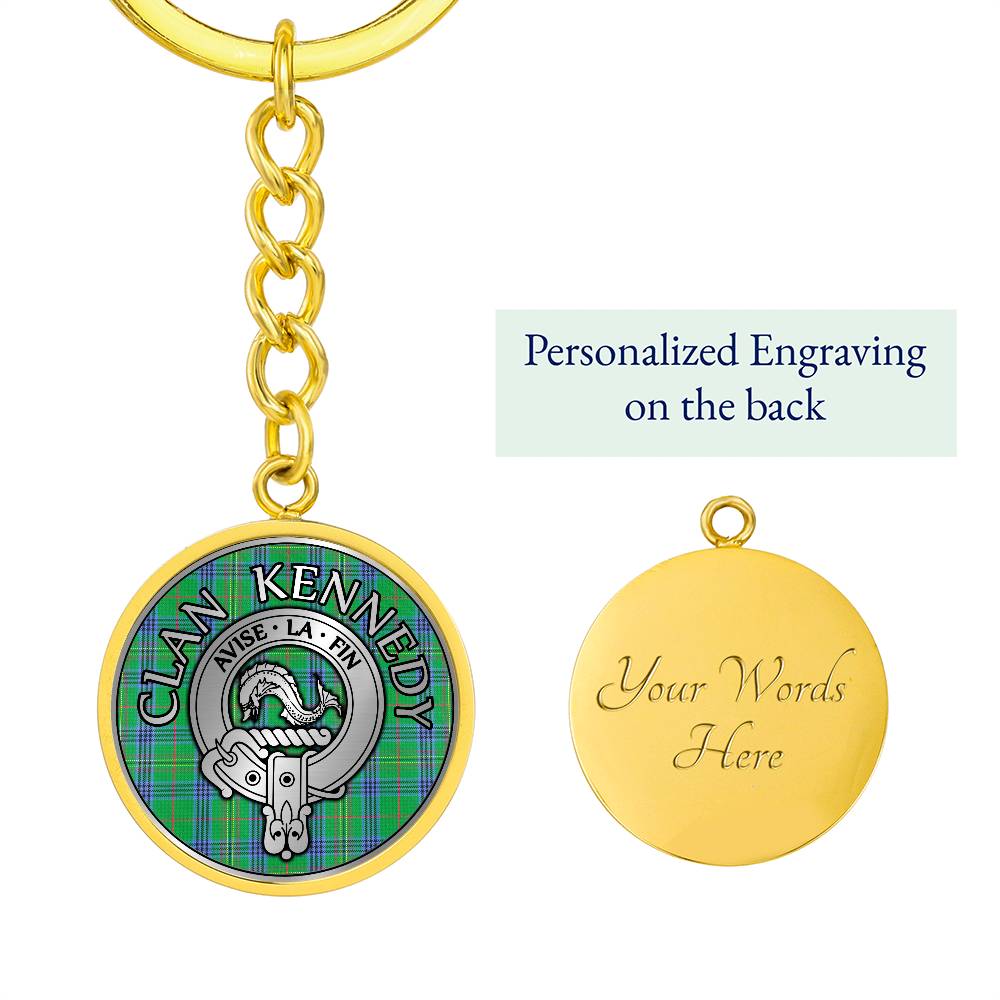 Clan Kennedy Crest & Tartan Pendant Keychain