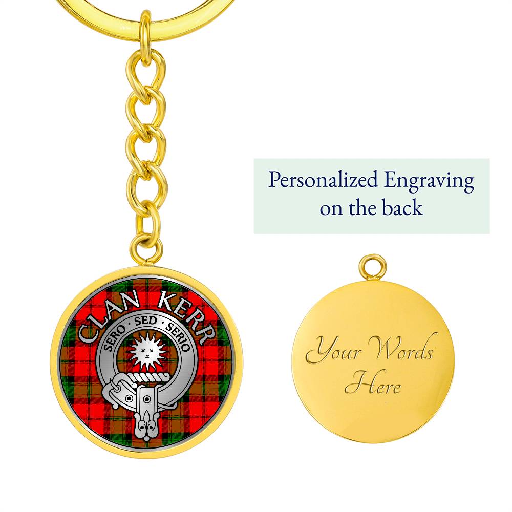 Clan Kerr Crest & Tartan Pendant Keychain