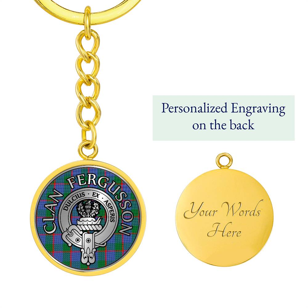 Clan Fergusson Crest & Tartan Pendant Keychain