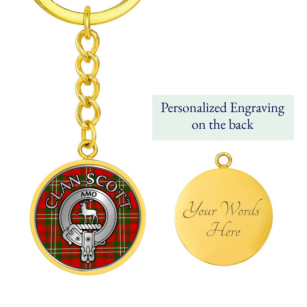 Clan Scott Crest & Tartan Pendant Keychain