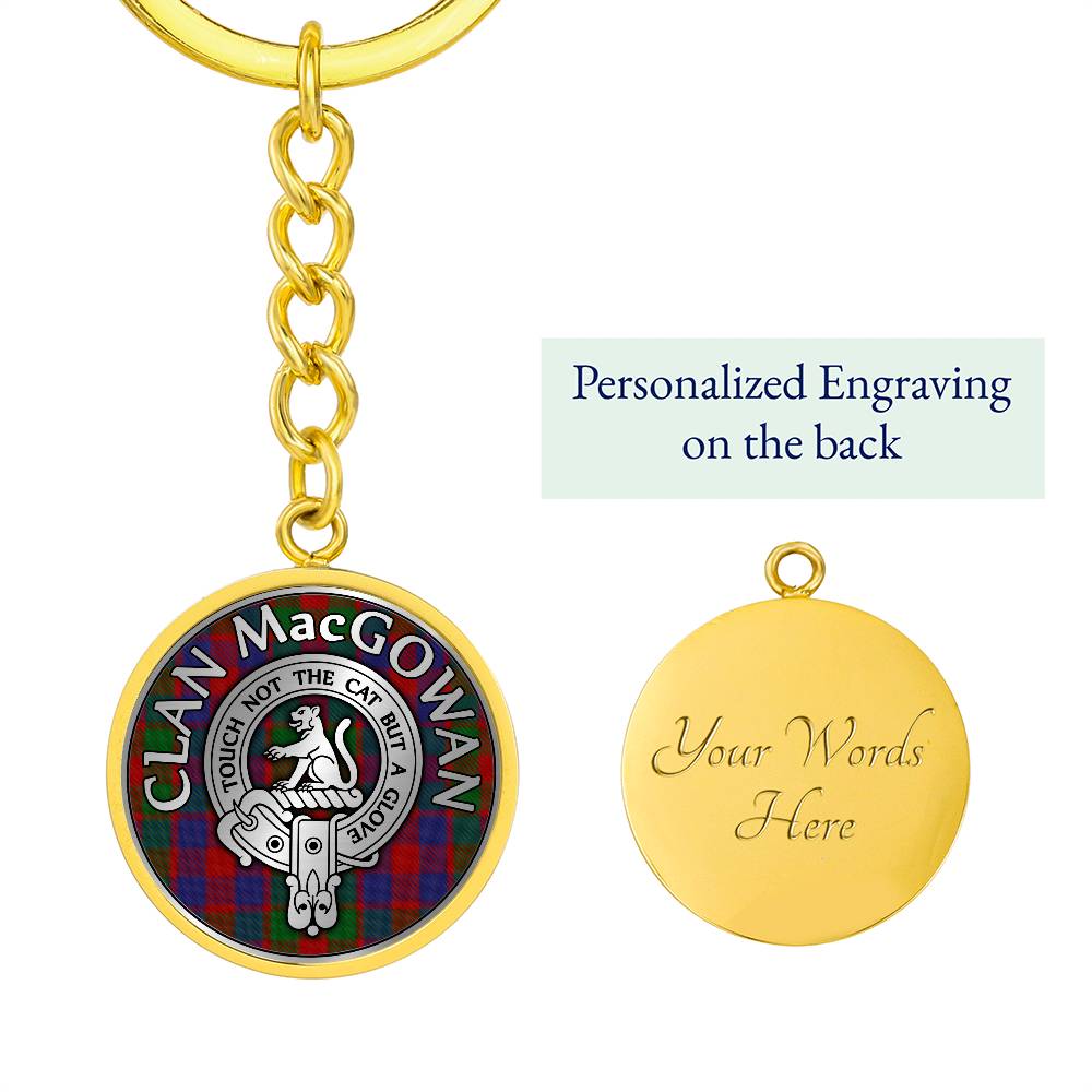 Clan MacGowan Crest & Tartan Pendant Keychain