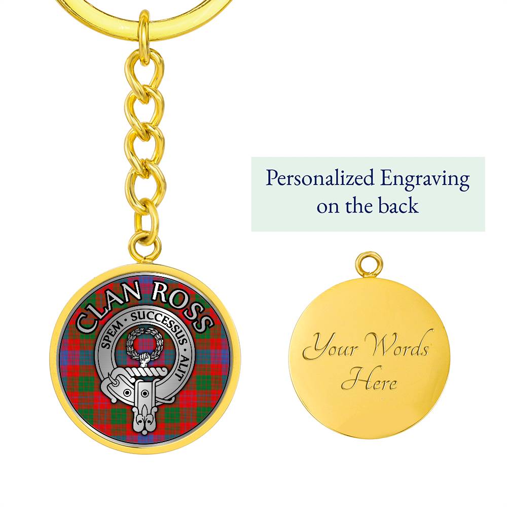 Clan Ross Crest & Tartan Pendant Keychain