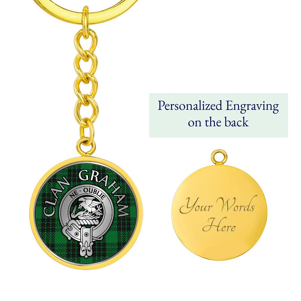 Clan Graham Crest & Tartan Pendant Keychain