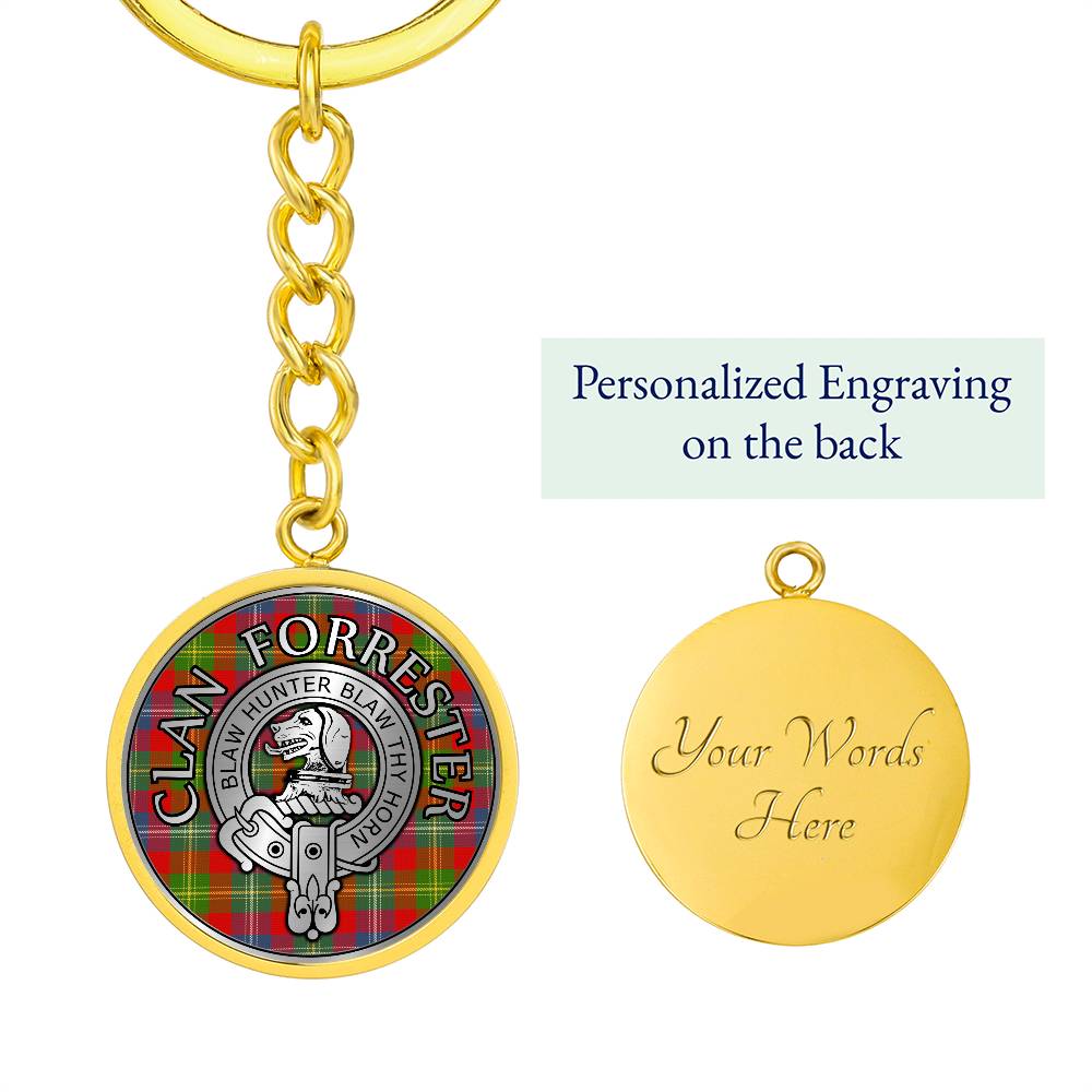 Clan Forrester Crest & Tartan Pendant Keychain