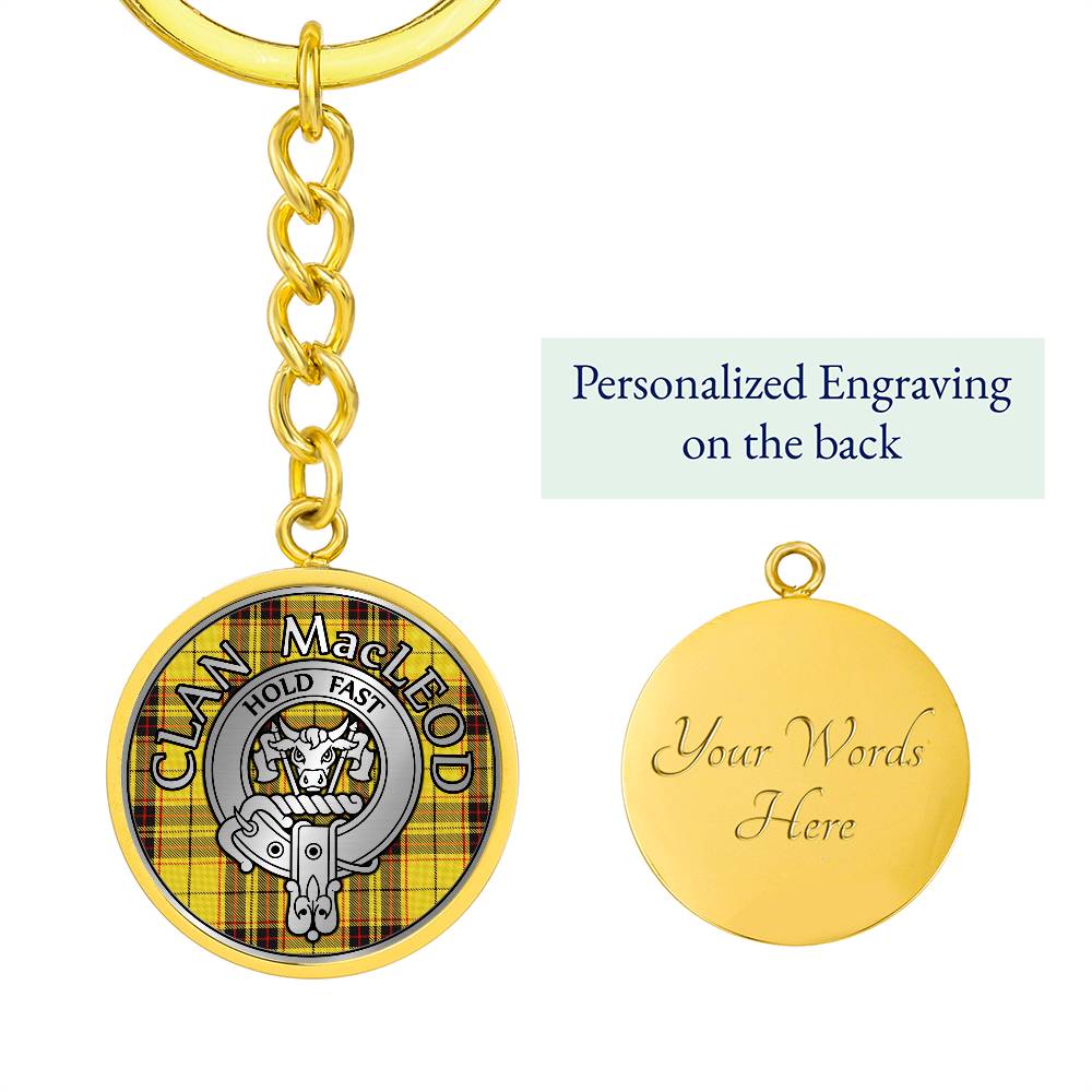 Clan MacLeod Crest & Tartan Pendant Keychain