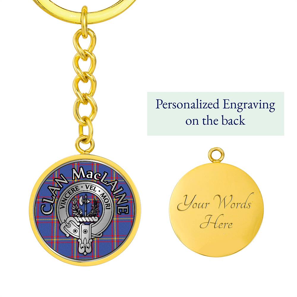 Clan MacLaine Crest & Tartan Pendant Keychain