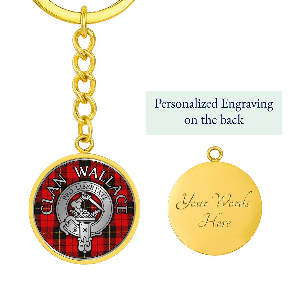 Clan Wallace Crest & Tartan Pendant Keychain