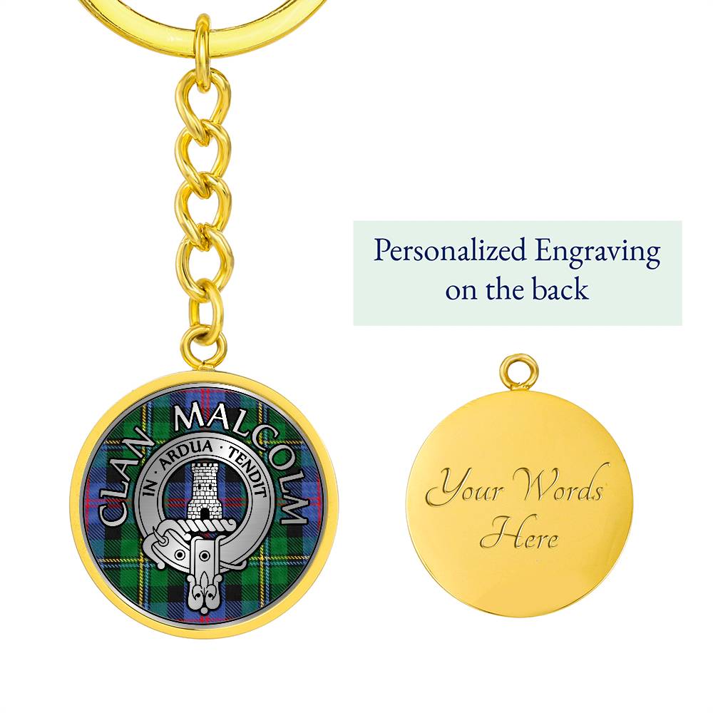 Clan Malcolm Crest & Tartan Pendant Keychain