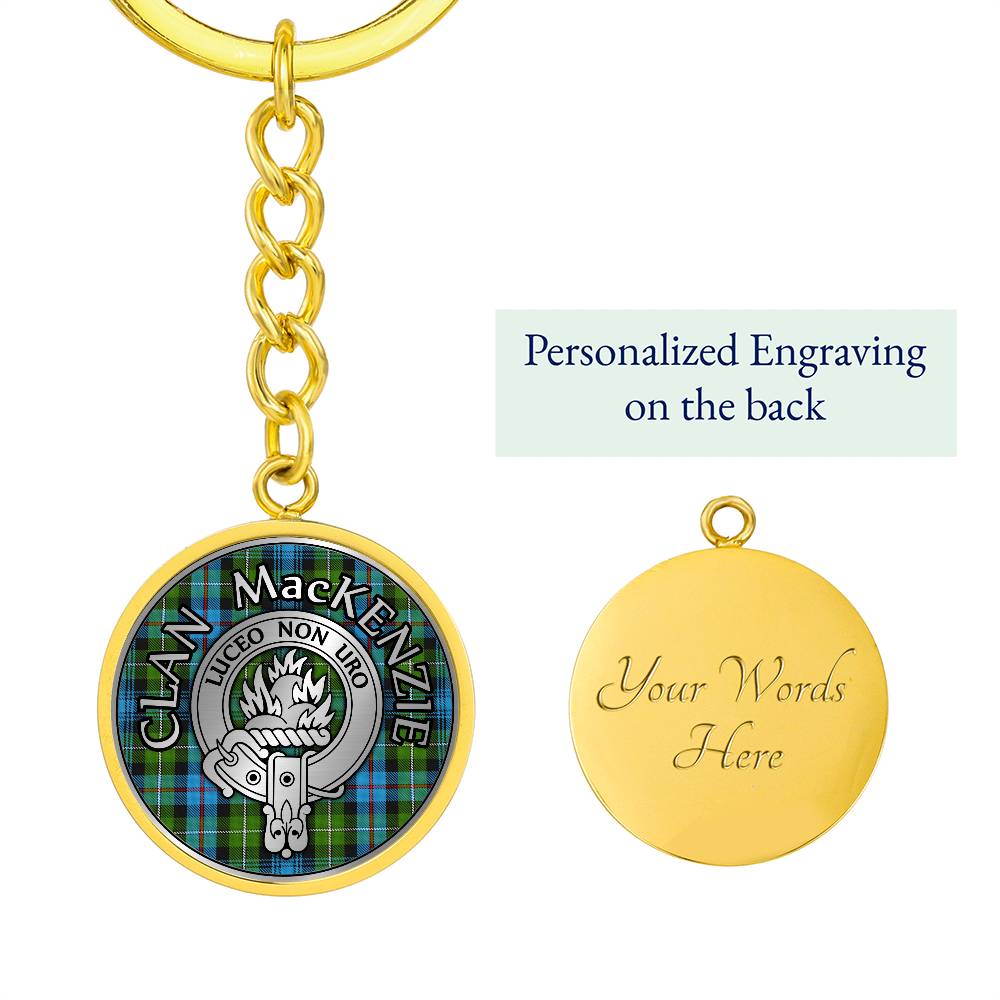 Clan MacKenzie Crest & Tartan Pendant Keychain