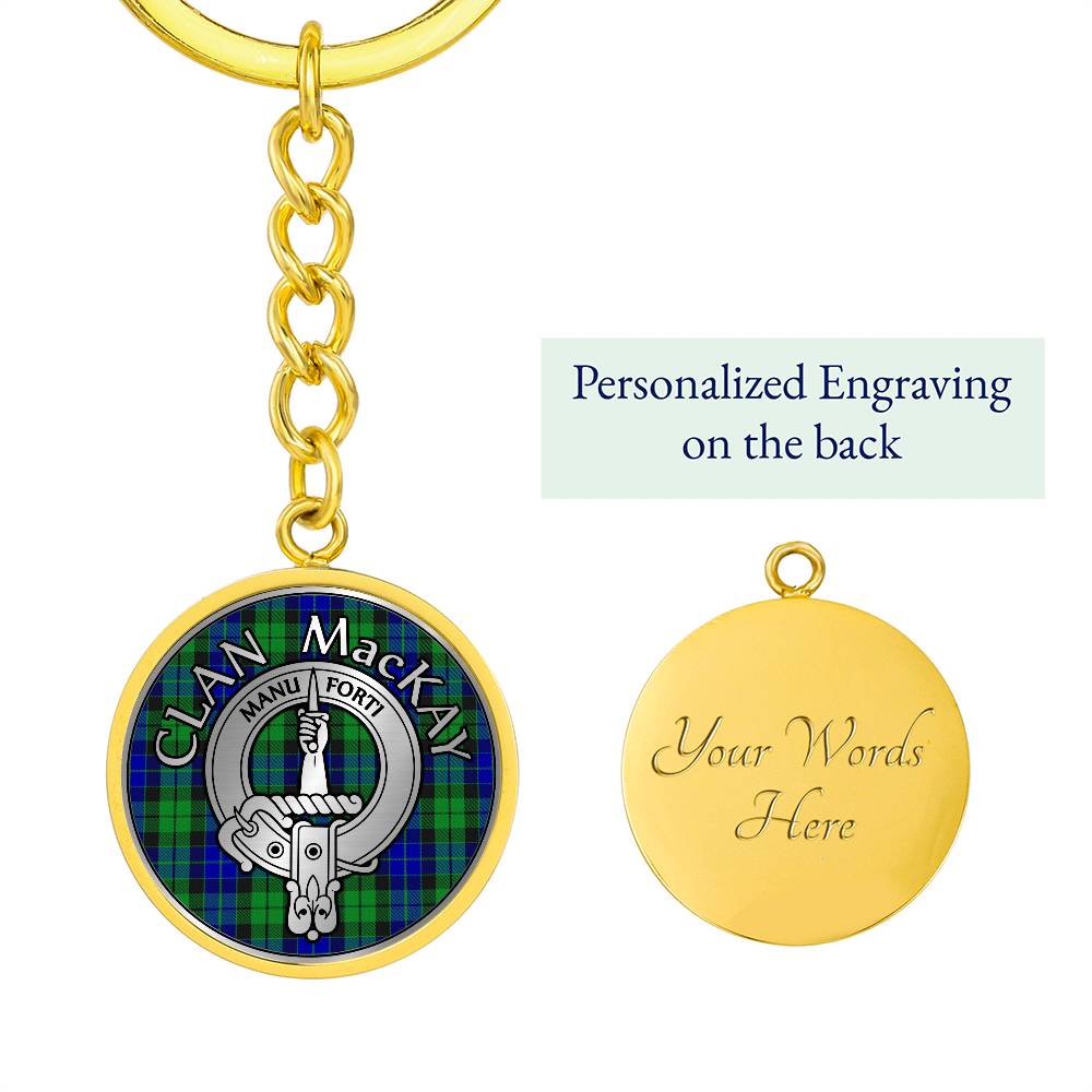 Clan MacKay Crest & Tartan Pendant Keychain