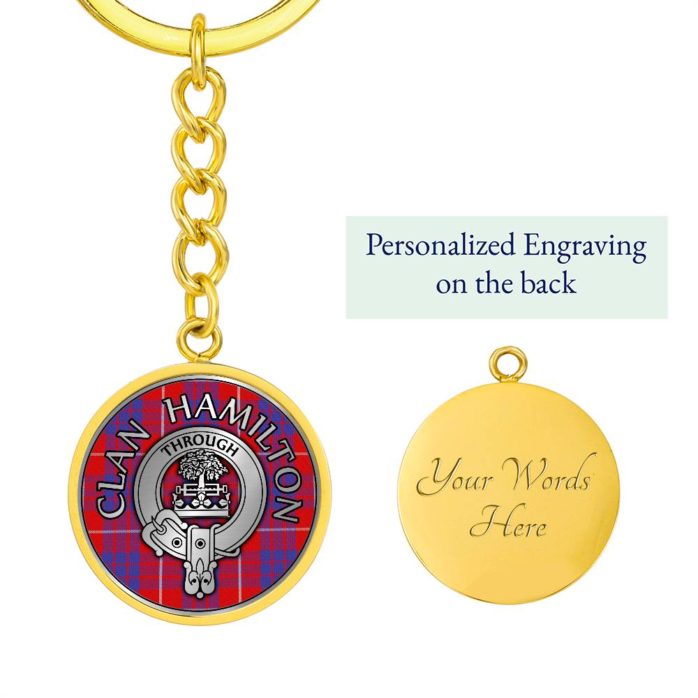 Clan Hamilton Crest & Tartan Pendant Keychain