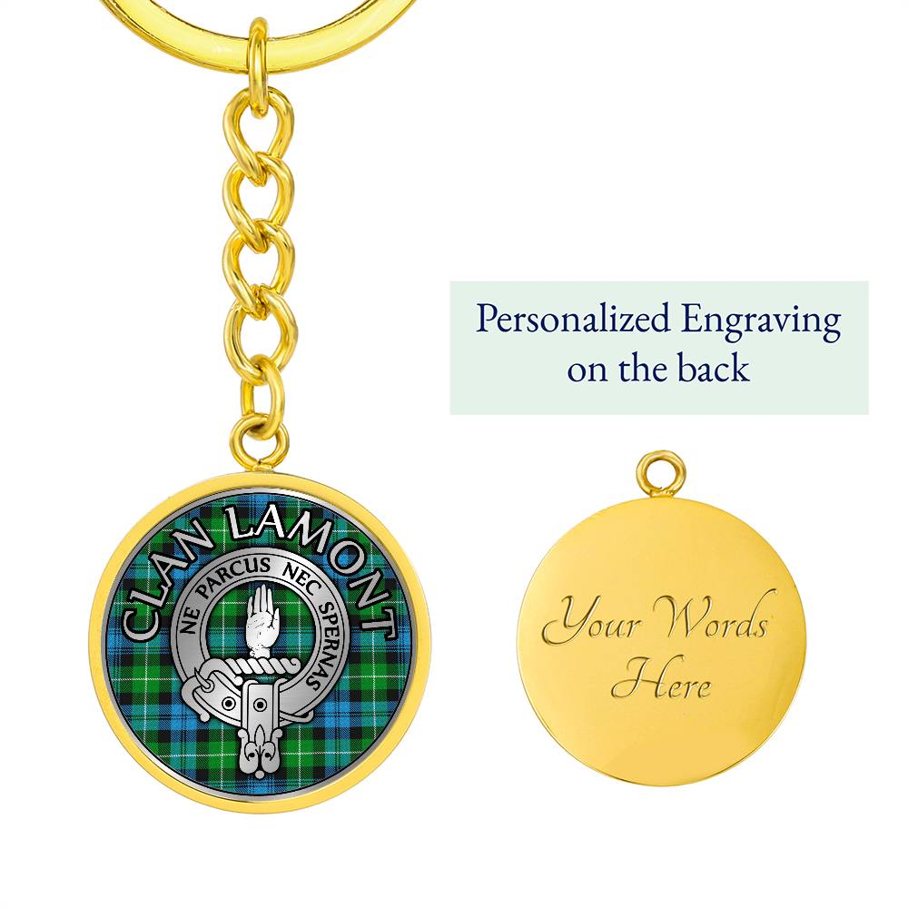 Clan Lamont Crest & Tartan Pendant Keychain