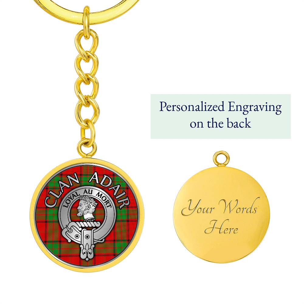 Clan Adair Crest & Tartan Pendant Keychain