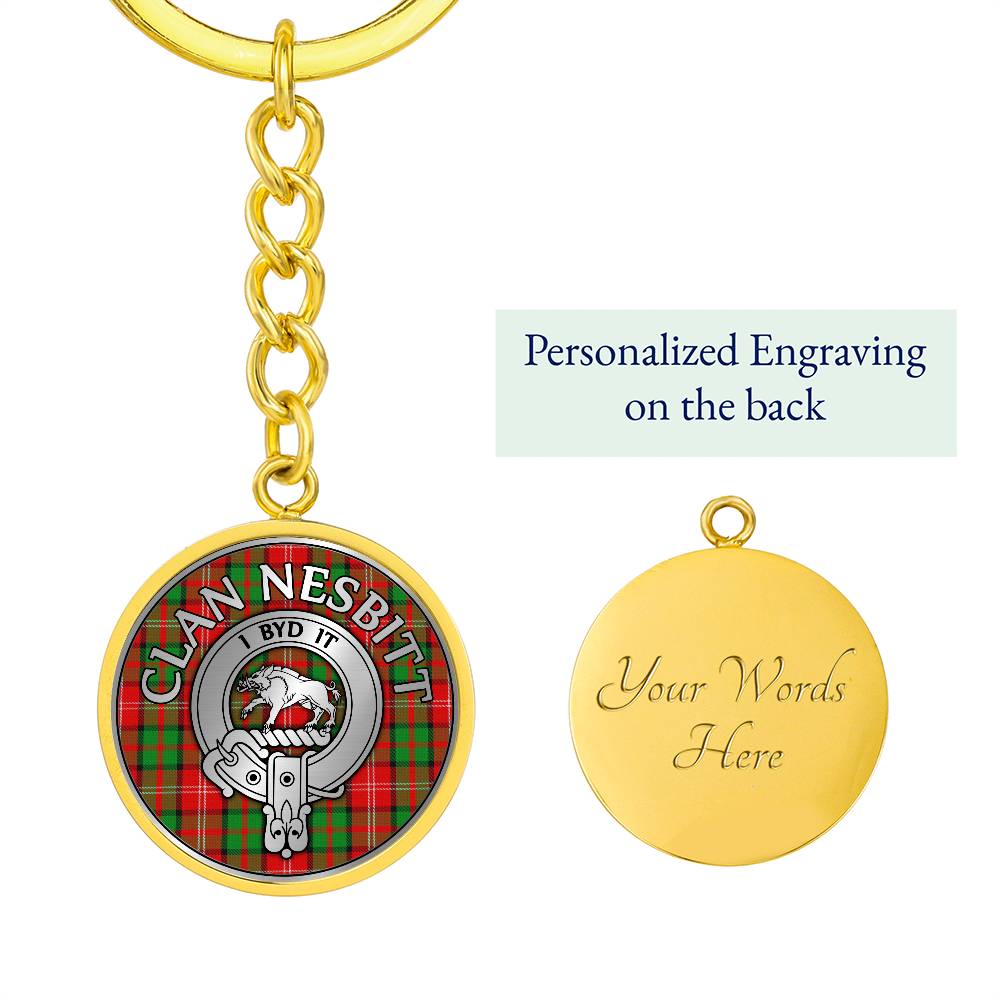 Clan Nesbitt Crest & Tartan Pendant Keychain