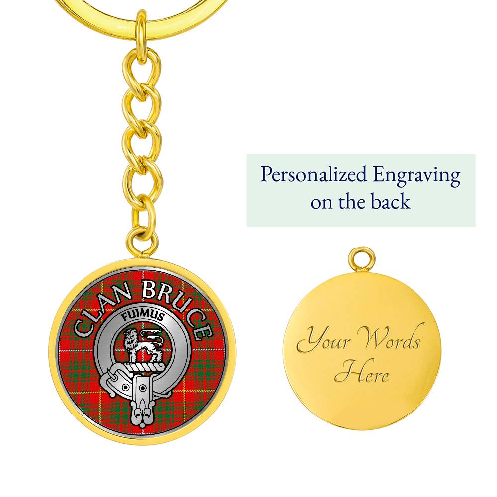 Clan Bruce Crest & Tartan Pendant Keychain