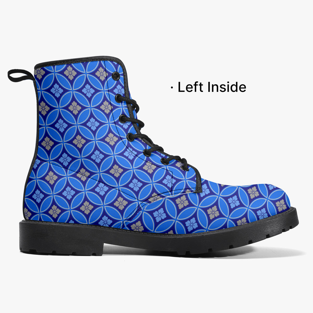 Japanese Wagara - Shippo Blue - PU Leather Boots