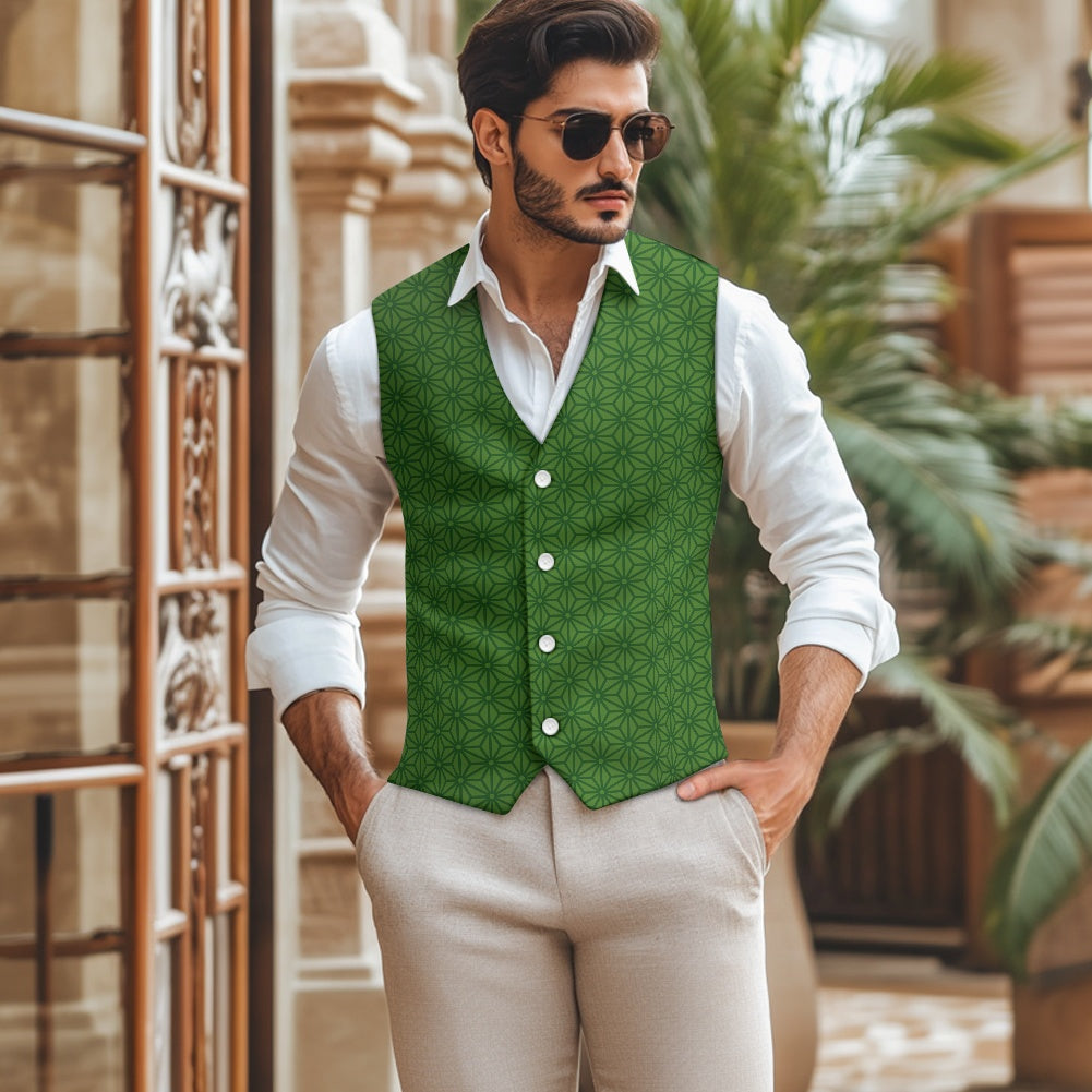 Wagara - Asanoha Green Suit vest jacket