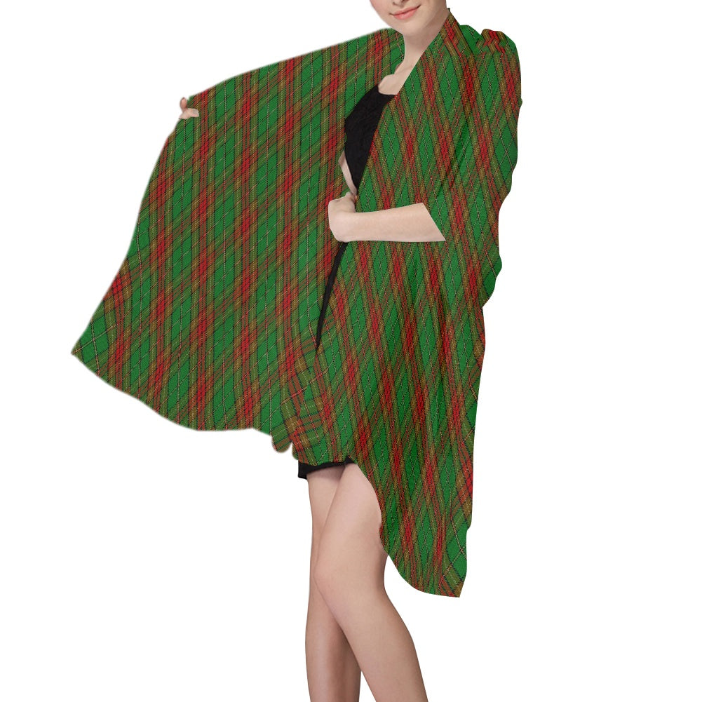 Irish County Cavan Tartan Bias Chiffon Scarf