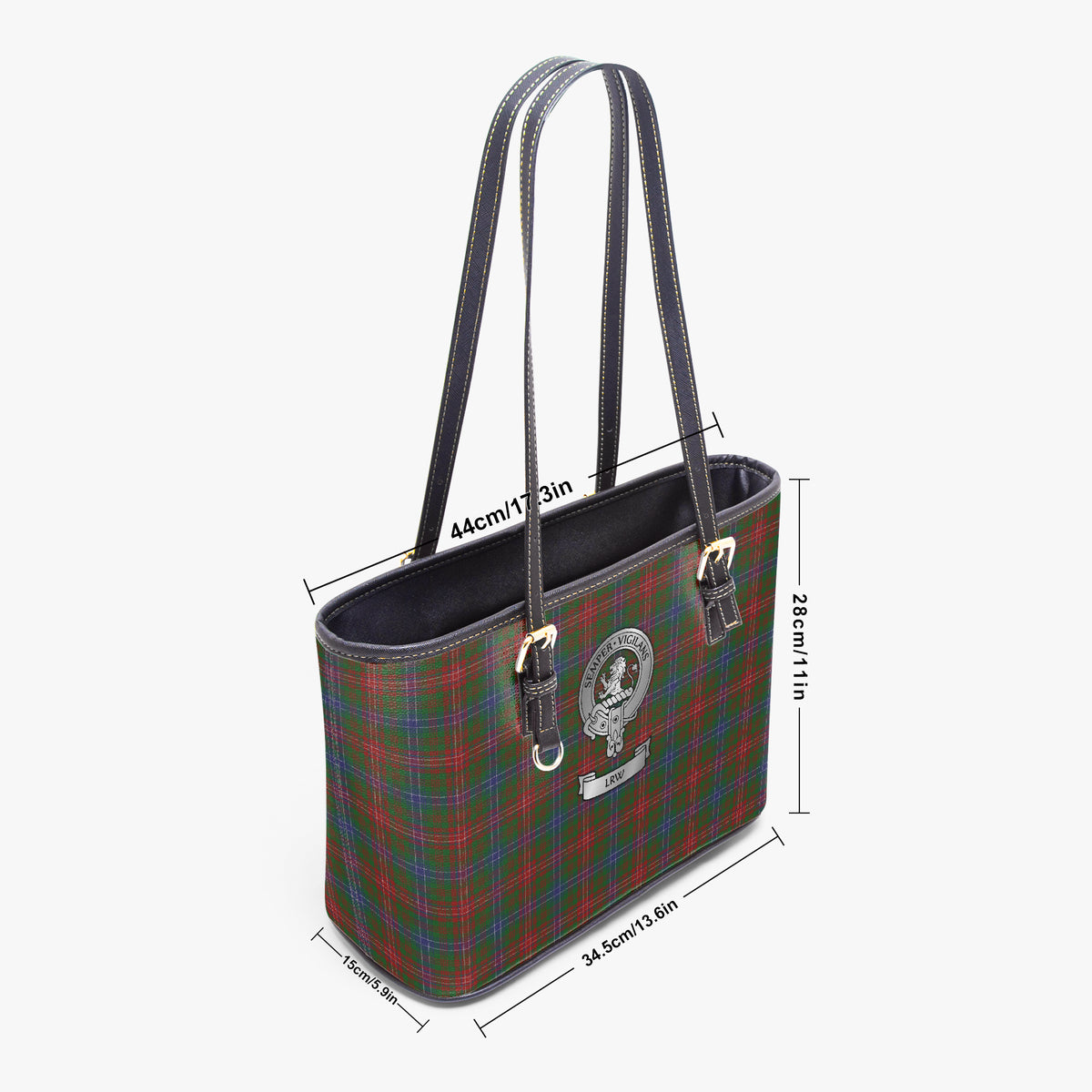 Clan Wilson Crest (LRW) & Tartan Large Leather Tote Bag
