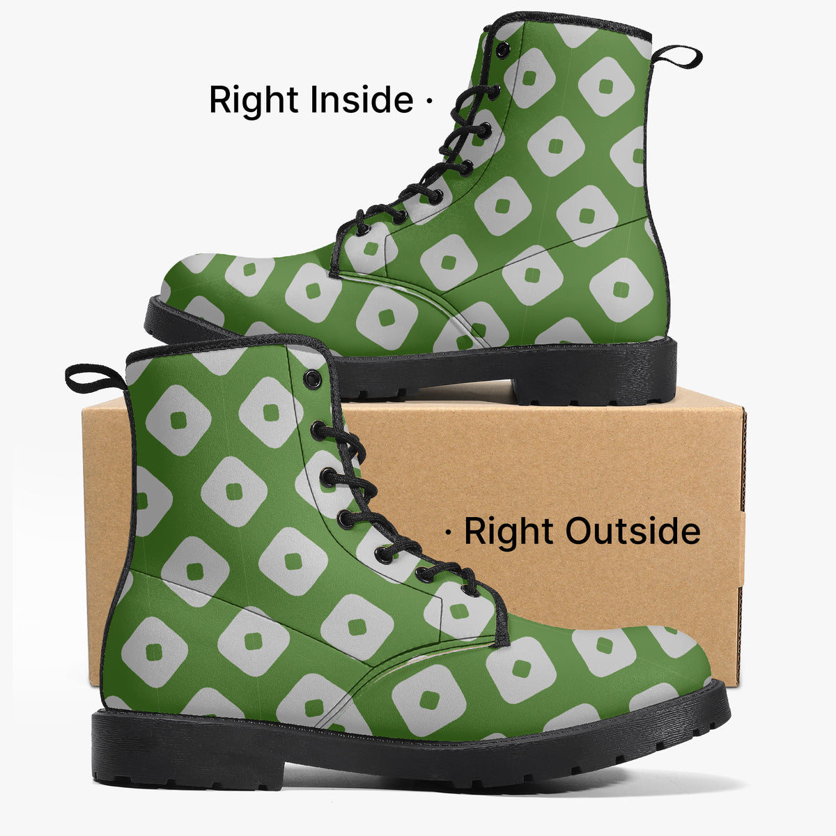 Japanese Wagara - Kanoko Green - PU Leather Boots