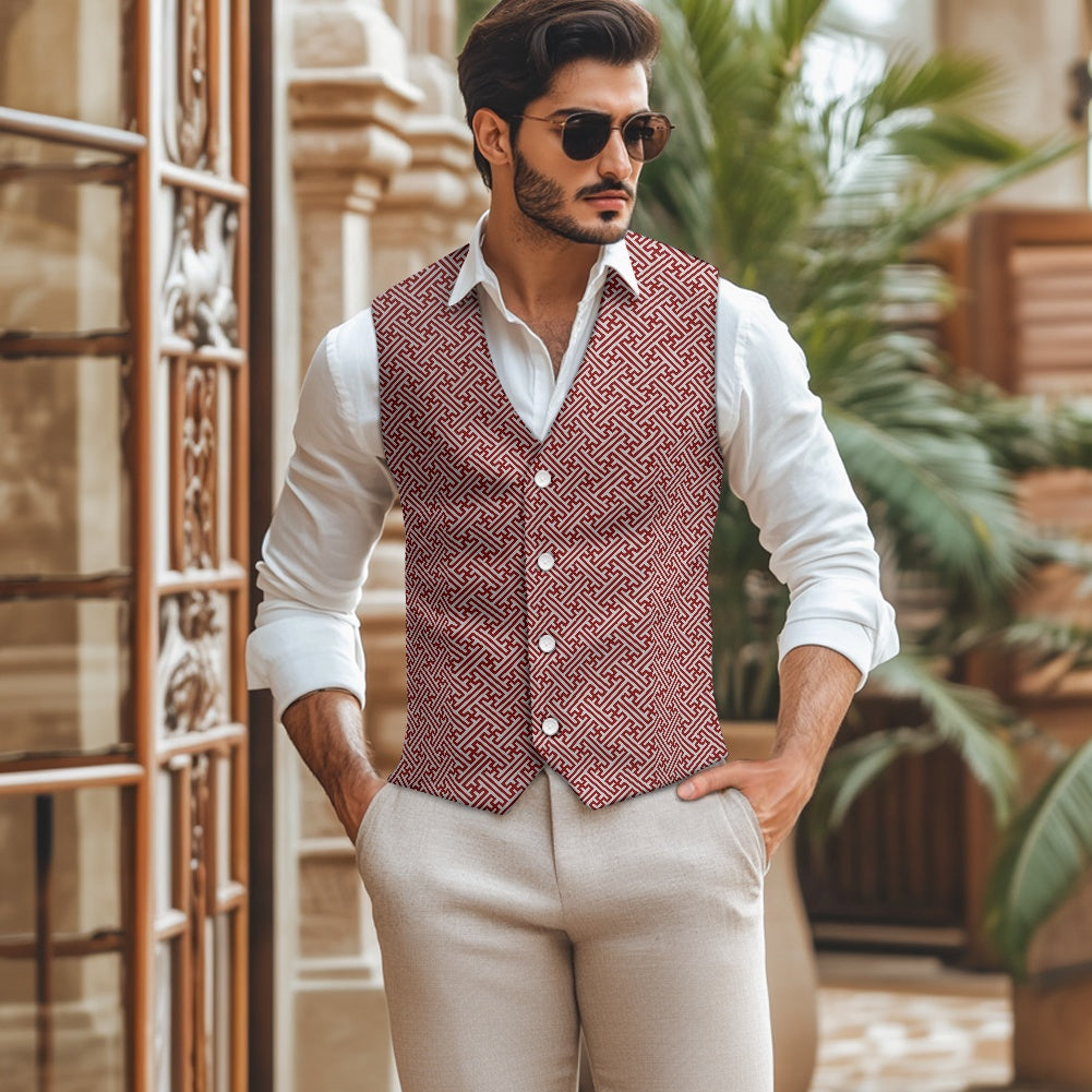 Wagara - Sayagata Red Suit vest jacket