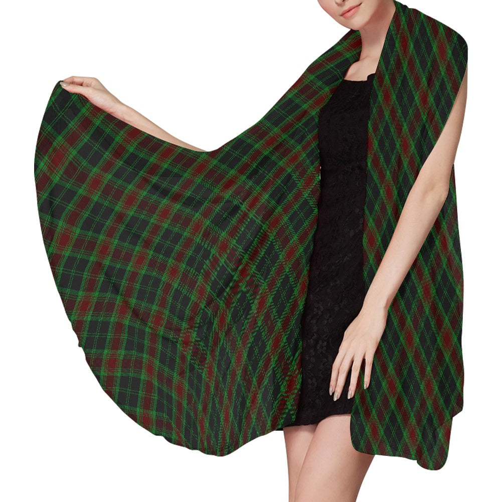 Irish County Carlow Tartan Bias Chiffon Scarf