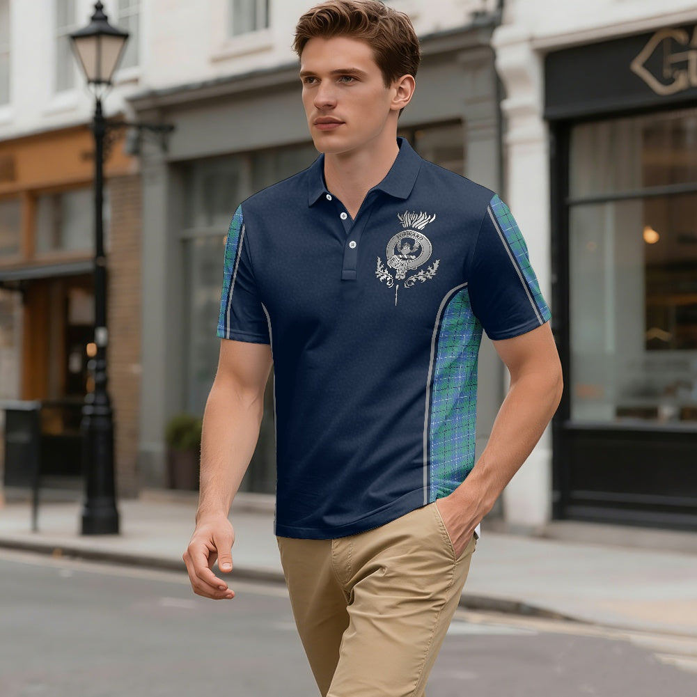 Clan Douglas Ancient Tartan & Black Douglas Crest Polo